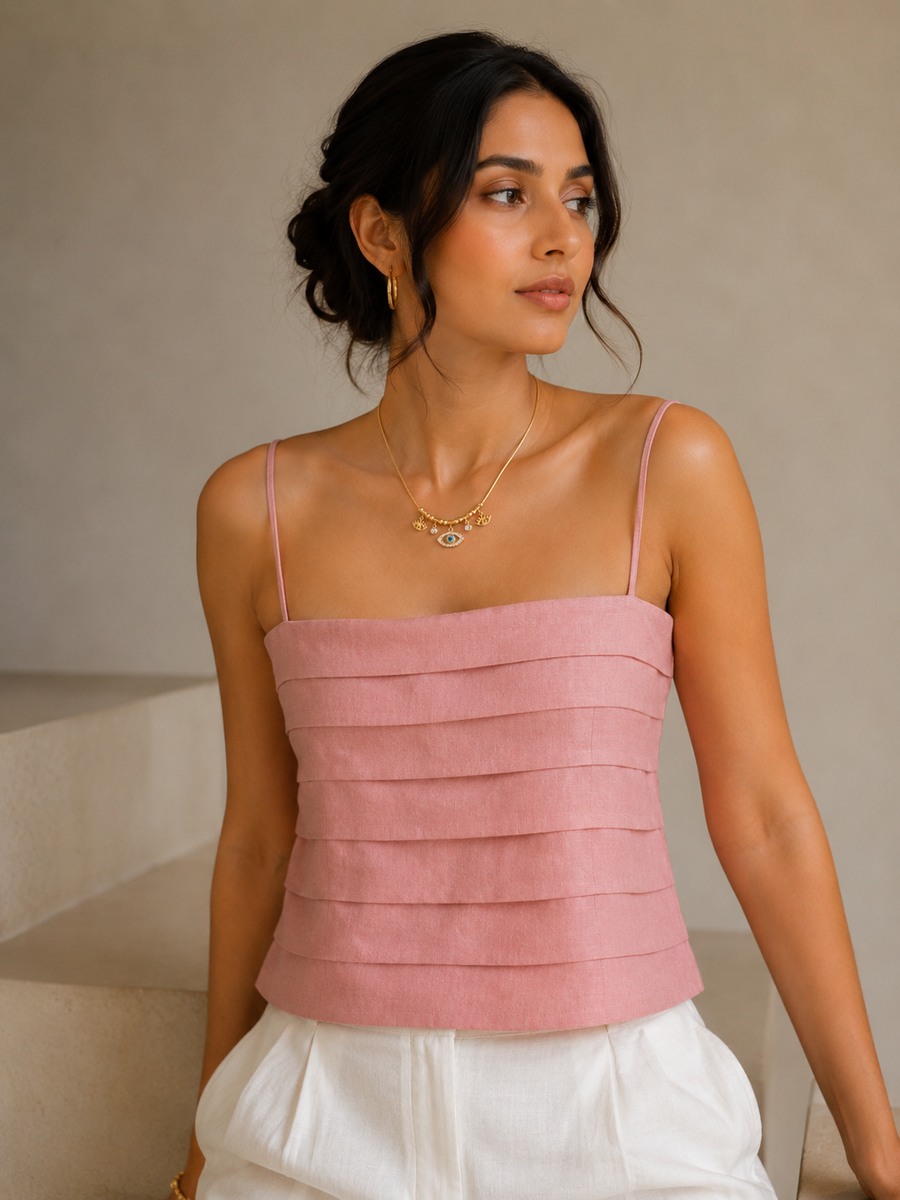 Blush Linen Top