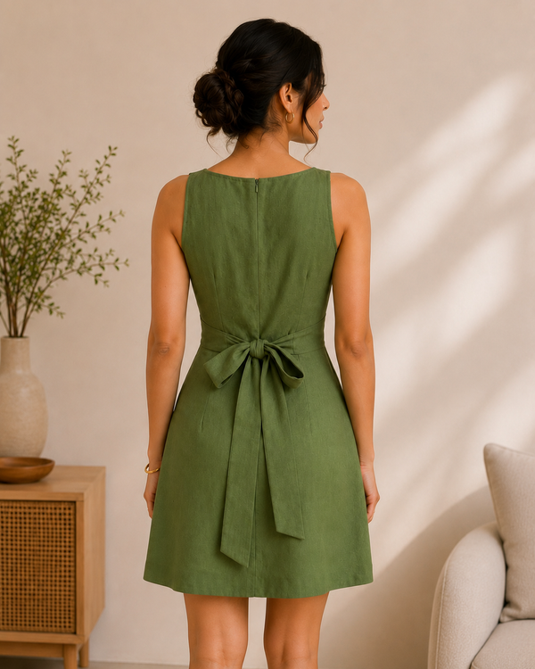 Sage Whisper Linen Dress