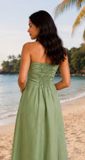 Sage Breeze Linen Maxi Dress